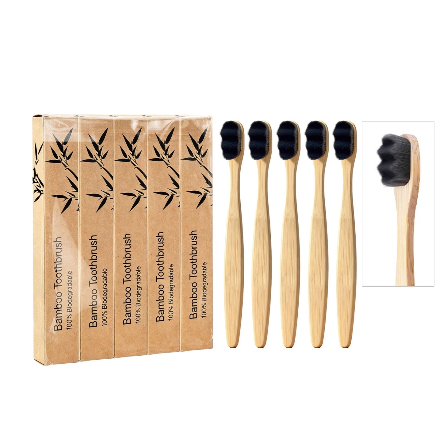 Flat Bamboo Toothbrush 10K Hair