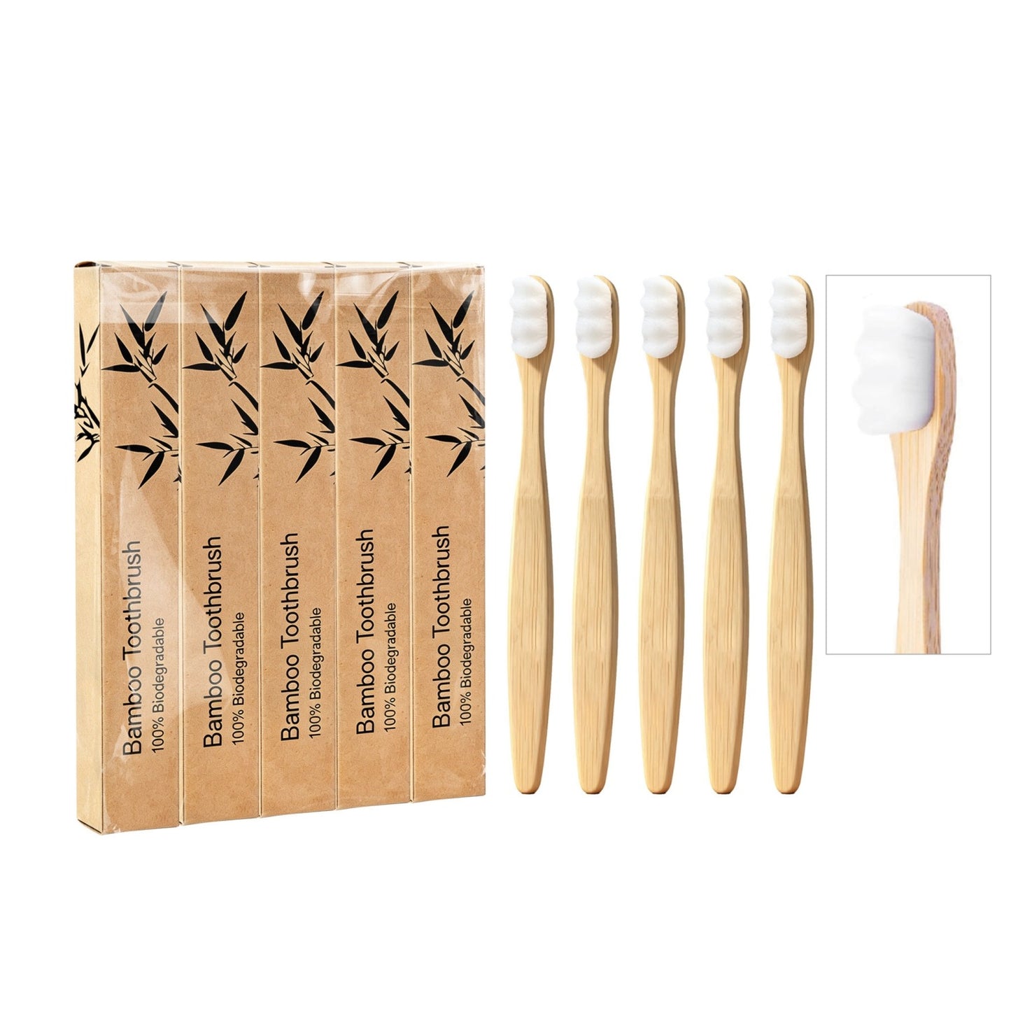 Flat Bamboo Toothbrush 10K Hair